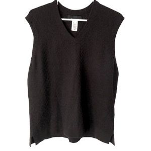 Jones New York knit sleeveless top black chevron pattern v neck size XL